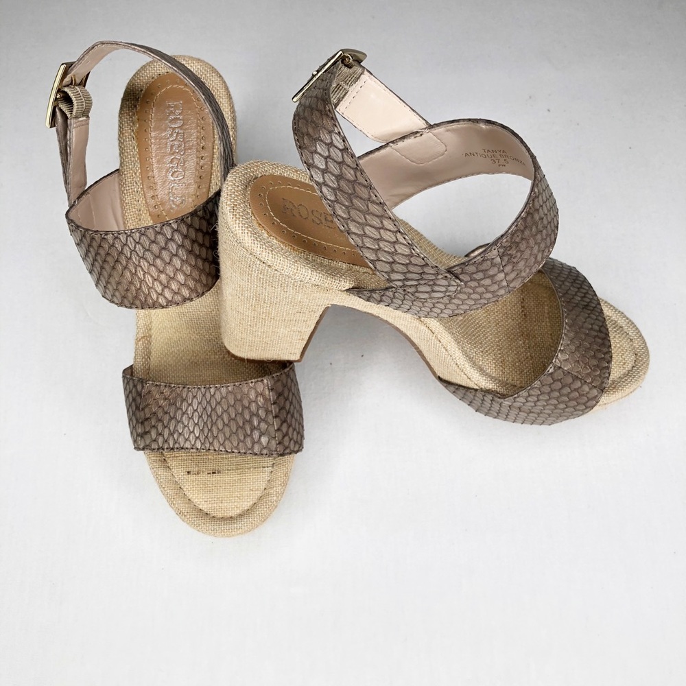 ROSEGOLD Reptile Look Leather Bronze Sandals, 37.5 - Picture 2 of 9